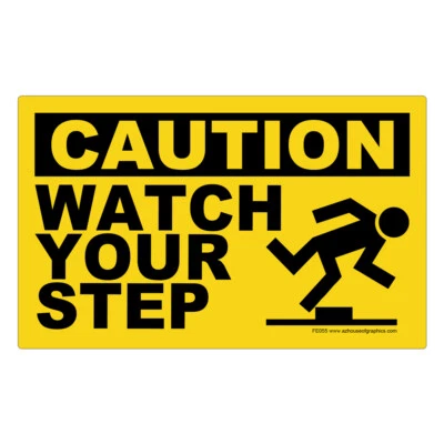 STICKER SECTOR Caution Watch Your Step Sticker - OSHA Safety vinyl decal sign warning FE055