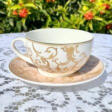 Peach and White Teacup and Saucer by Grace’s Teaware