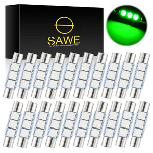 20 x SAWE Green LED Sun Visor Vanity Mirror Lights Bulb T6 6612F 6614F 6641 28mm - Picture 1 of 5