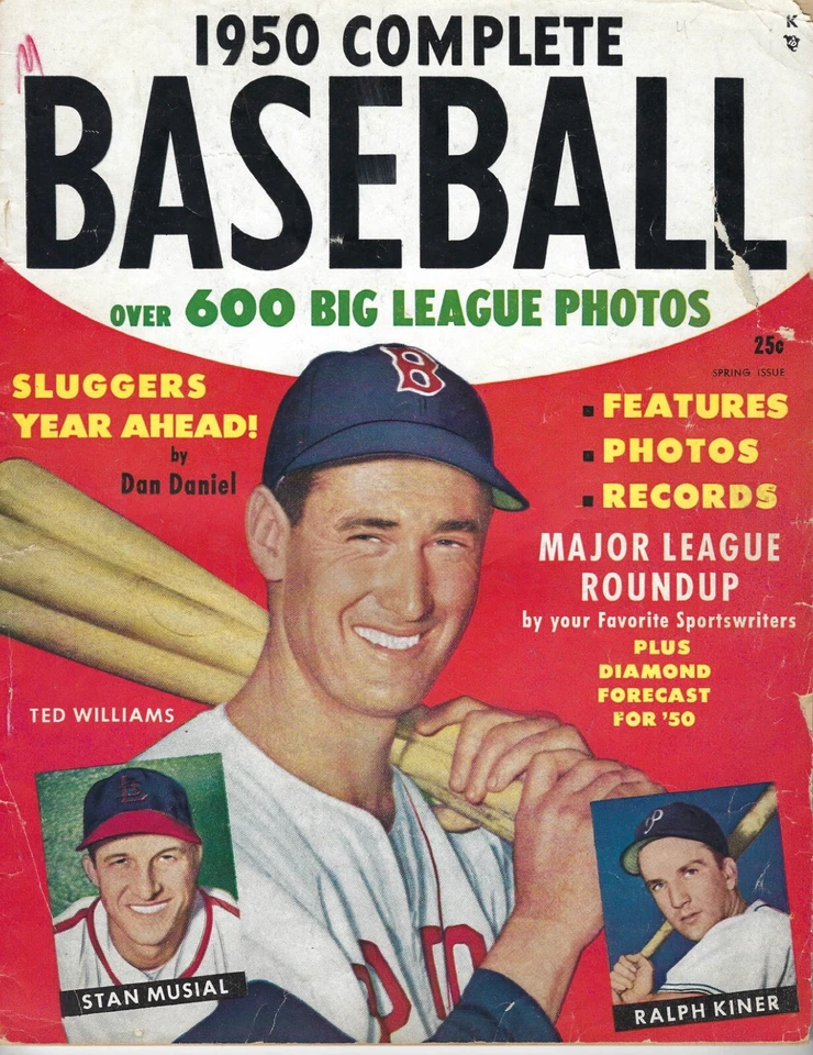 1950 Complete Baseball magazine Ted Williams Boston Red Sox Stan Musial FrWr - Image 1 of 1