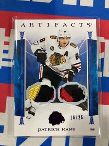 Patrick Kane 2022-23 UD Artifacts Hockey Dual Patch Purple 16/25 Sick RARE