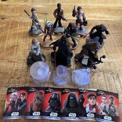 Star Wars Disney Infinity Lot - 3 Crystals 9 Figures 6 Cards - Vader Luke Ahsoka - Image 1 of 4