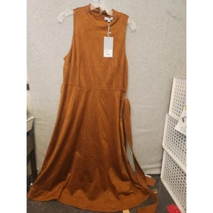 Antonio Melani Kinnon Dress 12 Suede Velvet Flowy Boho Fall A-line Brown NEW - Picture 1 of 16