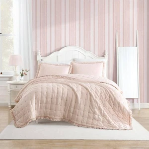 Juego de edredón Hailee de 3 piezas de microfibra rosa completo/queen - Imagen 1 de 8