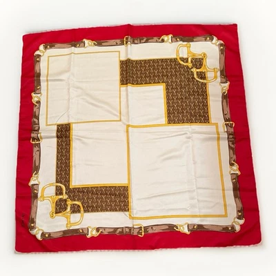 Bufanda de seda vintage Roger Laurent Yves Saint YSL Paris caballo ecuestre rojo 34" Foto 1 de 4