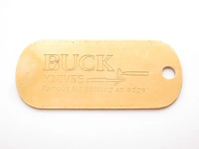 Vintage 1980s Buck Knife Brass Japan Import Tag Key Chain Fob Dog Tag - Image 1 of 4