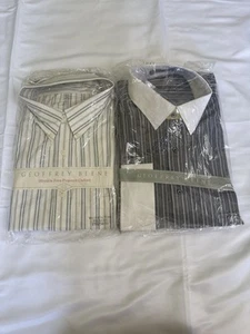 2 New Geoffrey Beene Big Man Dress Shirts 17 34-35 & 17.5 34-35 Stripe - Picture 1 of 7