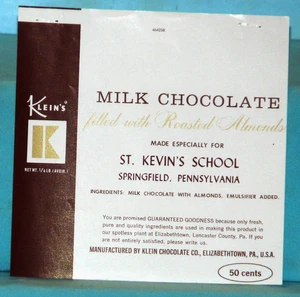 Klein's Chocolate Company, Specialized Bar Label, St. Kevin's School, Springfield - Bild 1 von 1