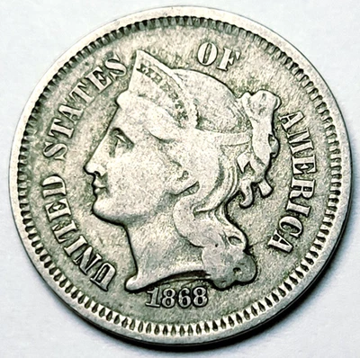 1868 Philadelphia Mint Three Cent Nickel Coin - Image 1 of 2