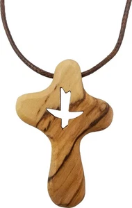 Heilig Geist Taube Komfort Kreuz, Holzkreuz Halskette für Herren & Damen, zertifiziert - Bild 1 von 2