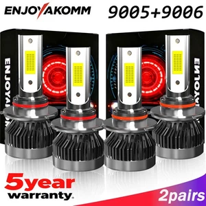 9005+9006 LED Combo COB LED Headlight Kit 360000LM Light Bulbs Hi/Low Beam 6000K - Bild 1 von 11