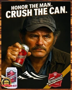 Cerveza Narragansett - Mandíbulas - Quint - Honor al Hombre - Letrero de Metal 11 x 14 - Imagen 1 de 4