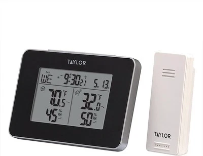 Taylor Wireless Digital Indoor Outdoor Thermometer and Hygrometer, Black  - Image 1 of 4