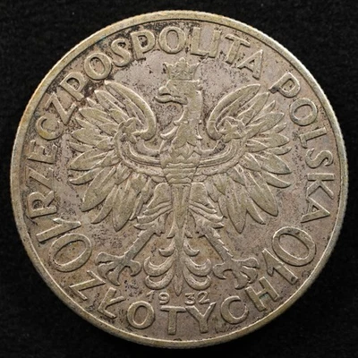 Polonia 10 Zlotych 1932, Moneda, Plata, Inv#G620 Foto 1 de 2