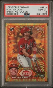 2023 Topps Chrome Radiating Rookies Matt McLain RC PSA 10 - Imagen 1 de 2