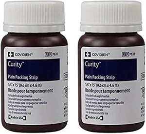 2 Pack - COVIDIEN 7632 Curity Sterile Plain Packing Strip 1/2" x 15' - Picture 1 of 3
