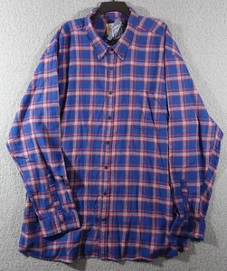 St Johns Bay Flannel Shirt Men Big Tall 5XLT Classic Fit Chest Pocket Blue Red - Picture 1 of 10