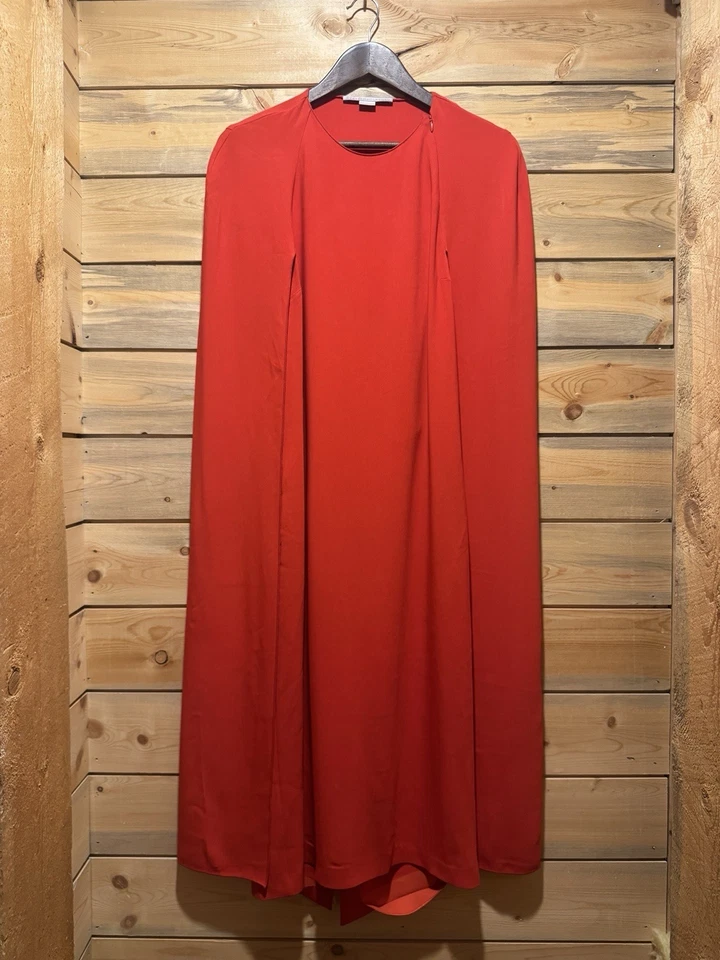 Stella McCartney Crepe Cape Dress Red Women’s Size 42Eu/10-12 USA - Image 1 of 4