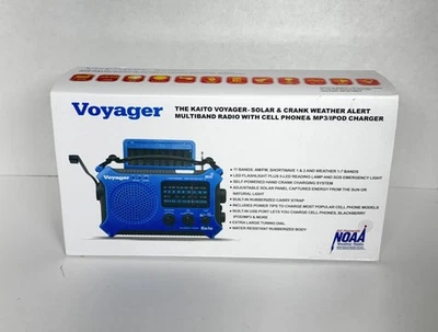 Solar Crank Radio KAITO Voyager KA-500 Weather Alert Multiband Radio Blue New - Image 1 of 4