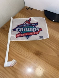 Cleveland Indians 1995 AL Champs 1996 Central Division Auto Flagge Vintage GTE - Bild 1 von 4