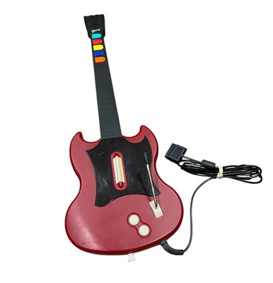 Playstation 2 Guitar Hero PS2 Red Octane Wired Controller Black Untested Gibson - Image 1 of 4
