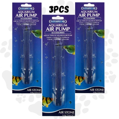 3 x Interpet Long Aquarium Air Stone 15cm | Fine Bubble Curtain for Aeration - Image 1 of 3