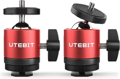 UTEBIT 2x Mini Kugelkopf Stativ 1/4 Blitzschuh Halterung 360 Grad LED DSLR Licht - Bild 1 von 4