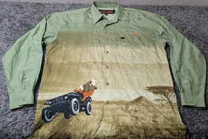 Vintage Phat Farm Hemd Herren L grün Grafikdruck mit Stier auf einem Jeep  - Bild 1 von 5