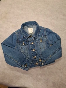 Children’s place 1989 girls blue Snap Up Jean jacket With Sequins Size 5/6 - Picture 1 of 18