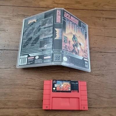Doom SNES Red Cartridge Cart Super Nintendo 1995 - Image 1 of 4