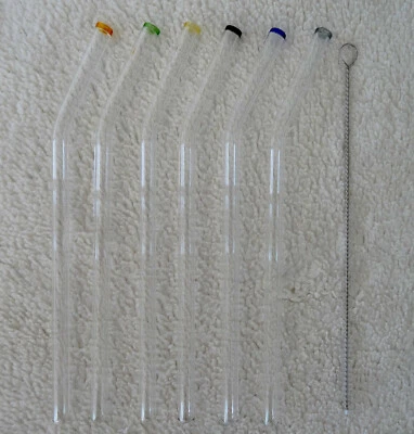 6x GLAS STROHHALME Trinkhalme Glastrinkhalme Trinkhalm Glasmarkierer Glasmarker! - Bild 1 von 4