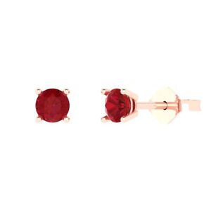 0.5 ct Round Cut Pink Simulated Tourmaline Stud Earrings 14k Rose Gold Push Back