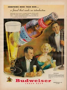 Anuncio impreso vintage Beer Budweiser Bud 1951 años 50 Anheuser Busch St Louis Brewery - Imagen 1 de 9
