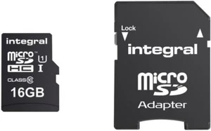 INTEGRAL UltimaPro Class 10 MicroSDHC Memory Card with SD Adaptor 90MB/s U1 16GB - Picture 1 of 3