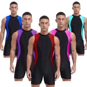 Men Rompers Bathing Suit Bodysuit Swimsuit Jumpsuit Diving Swimwear Shapewear - Picture 1 of 29