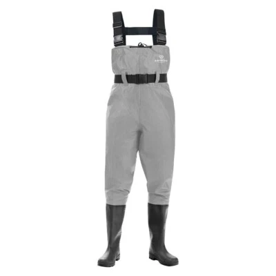 Fishingsir Grey 2-Ply Nylon PVC Waterproof Fishing Chest Waders US Sz 5M - Image 1 of 4