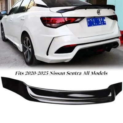 Fit 2020-2025 NISSAN SENTRA R STYLE GLOSS BLACK HIGH KICK DUCKBILL TRUNK SPOILER - Image 1 of 4
