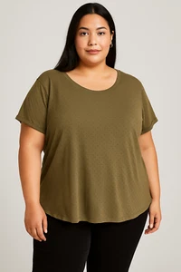Top Rosa y Oliva Mujer Talla Grande 3X Verde Tejido Texturizado Boho Neutro Oliva - Imagen 1 de 11