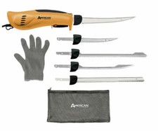 American Angler Pro Stainless Steel Electric Fillet Knife With 5 Blades and Glove