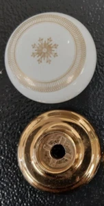 White & gold ST James cupboard knobs on a brass rose (101065) - Picture 1 of 1