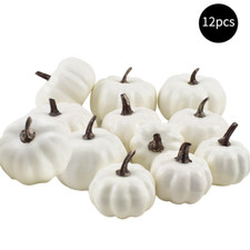 12pcs Halloween Harvest White Artificial Pumpkins Fall Thanksgiving Decorative