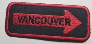 VANCOUVER Oneway Arrow Embroidered Patch Iron on aprox 1.25x4" - Picture 1 of 2