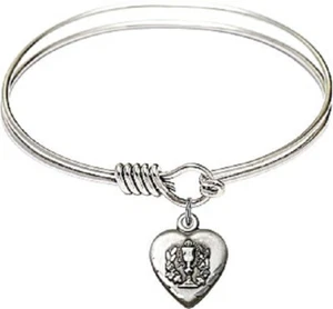 6.25 inch Bangle Bracelet W/ First Communion Heart Charm Bliss NEW - Picture 1 of 1