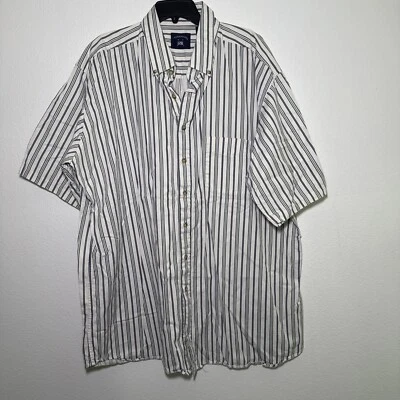 Harbor Bay Short Sleeve Shirt Mens Size 3XLT/Tall 100% Cotton Striped - Image 1 of 4
