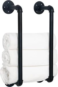 Pipe Towel Rack, Farmhouse Bathroom Towel Storage Holder, Vintage Style Towel - Picture 1 of 12