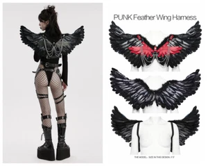 Arnés de ala de pluma punk rave para mujer fiesta cospaly negro rosa gótico punk demonio - Imagen 1 de 30
