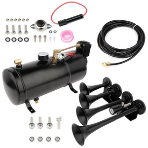 4 Trumpet Train Air Horn Full System Kit 150PSI Air Compressor for Car SUV Truck - Picture 1 of 12