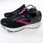 Brooks Ghost 14 Running Shoes Womens 9 Black Pink Fabric Gym Training Sneakers