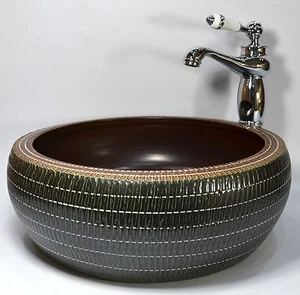 Tazón de lavado vintage de cerámica mostrador lavabo lavabo - Imagen 1 de 10