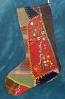 AWESOME ANTIQUE VINTAGE CRAZY QUILT CHRISTMAS STOCKING! CUTTER QUILT 23-152